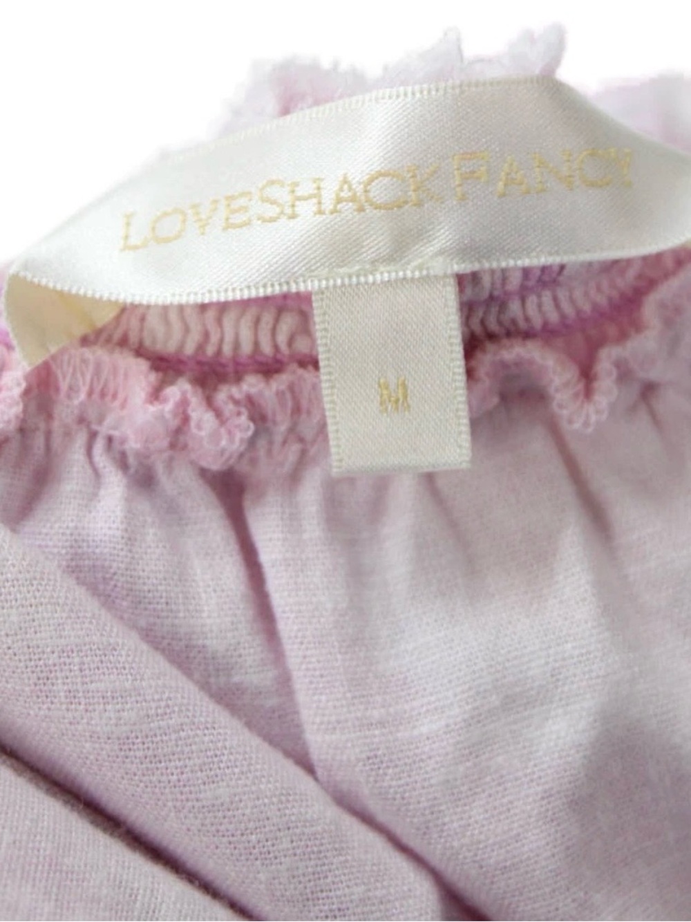 Loveshackfancy Pink Ruffled Off-Shoulder Crop Top M - Picture 4 of 6